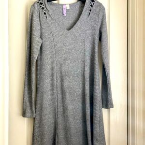 Gray long sleeve sweater dress